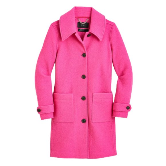 J. Crew Jackets & Coats Jcrew Lady Coat Pink Boiled Wool Jacket 0 2